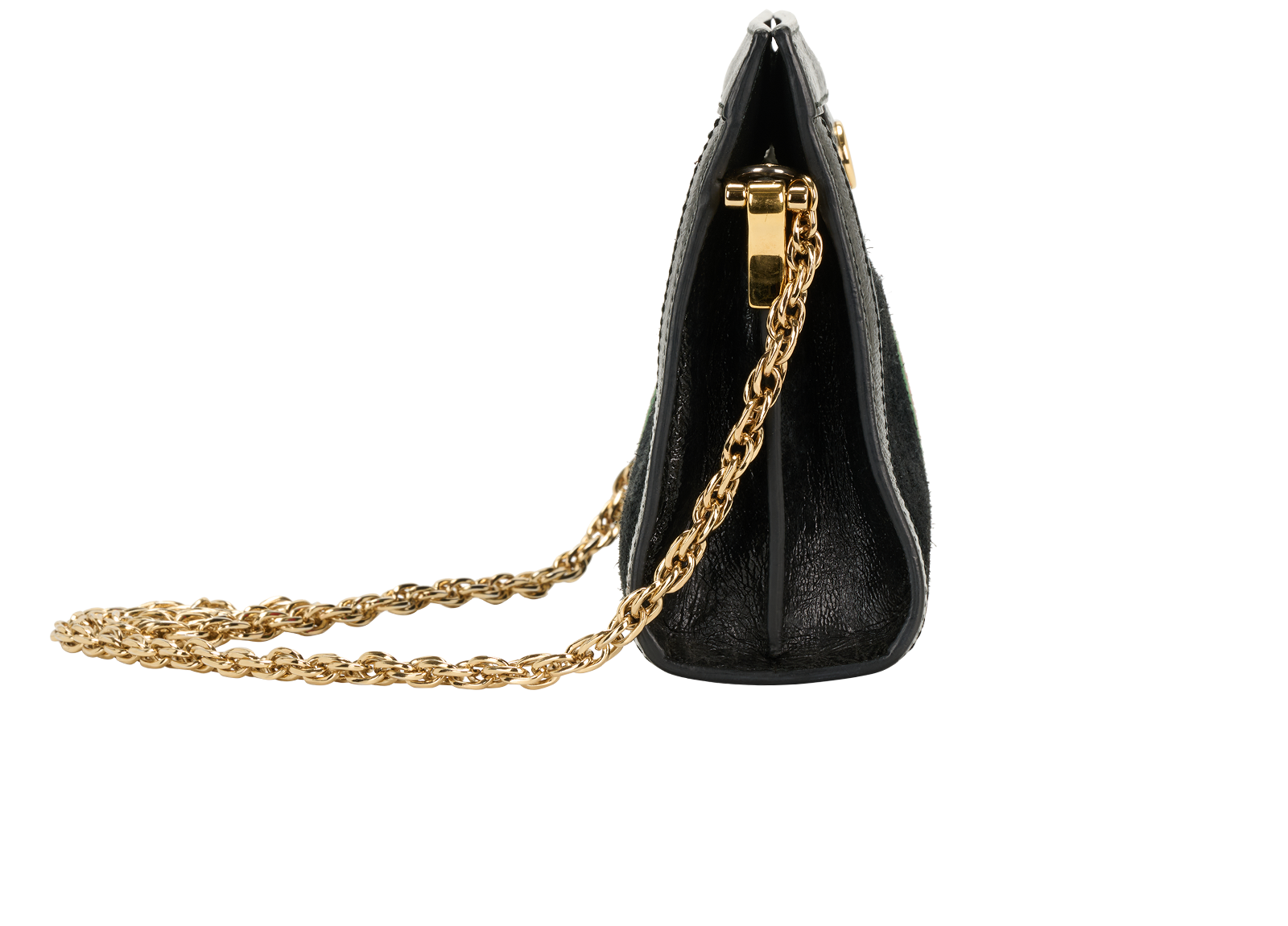Ophidia Chain Shoulder Bag, &pound;450, Handbags, Black, Suede, Side view